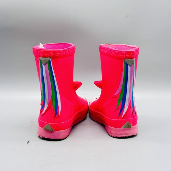 Joules Boots Kids Girl 6c Pink Baby Welly Print Unicorn 3D Horn Wellies Rain - Picture 8 of 13